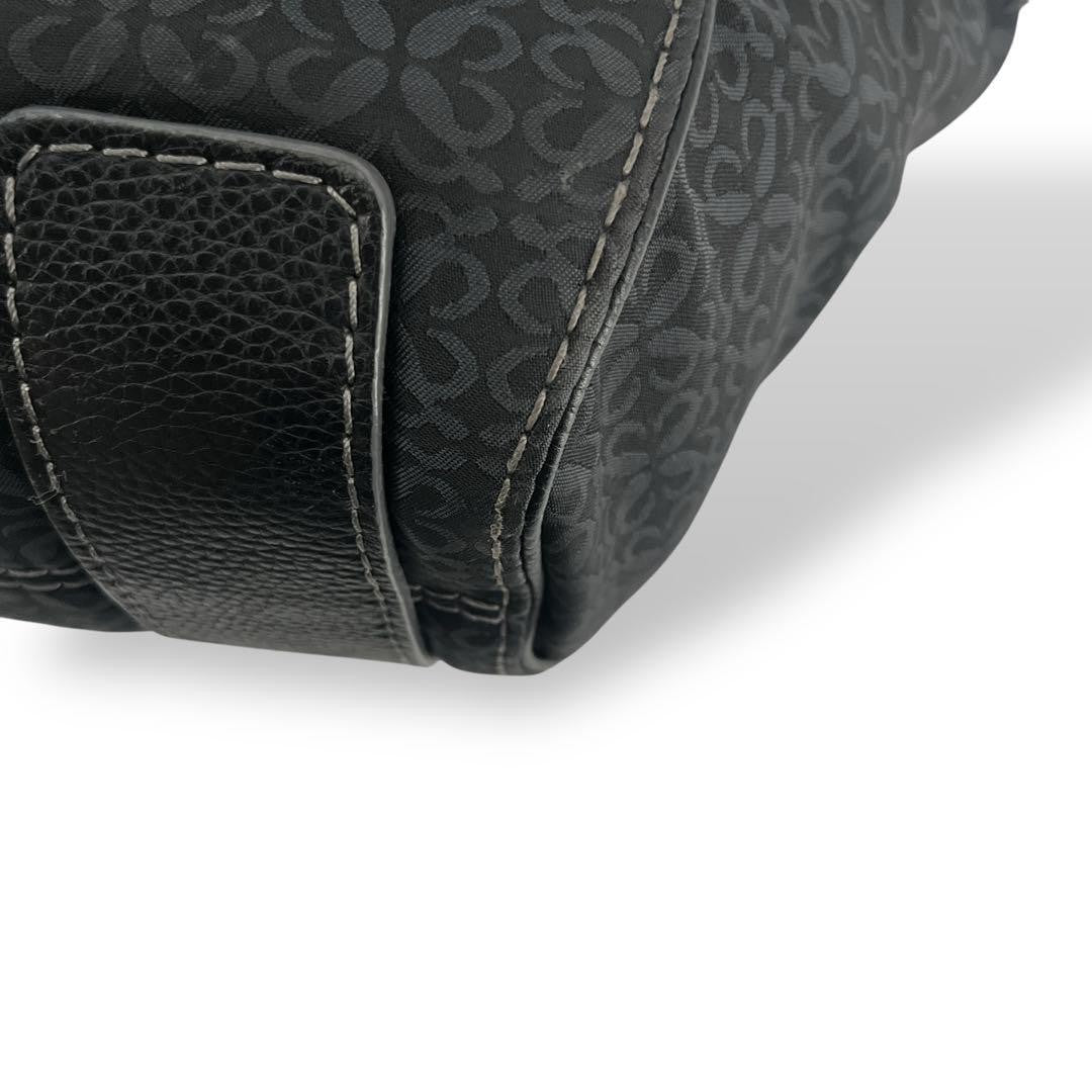 LOEWE Hand Bag Tote Purse Anagram Canvas Leather Black Authentic