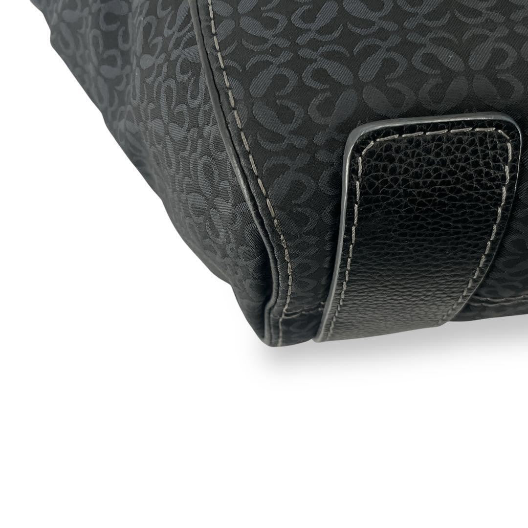 LOEWE Hand Bag Tote Purse Anagram Canvas Leather Black Authentic