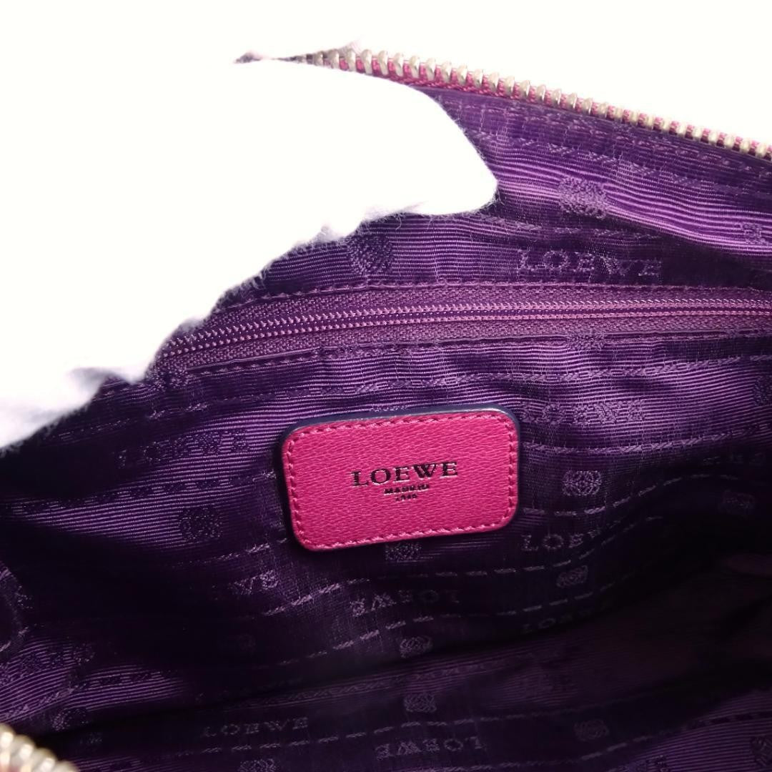 LOEWE Hand Shoulder Bag Tote Purse 2way Anagram Leather Pink Authentic