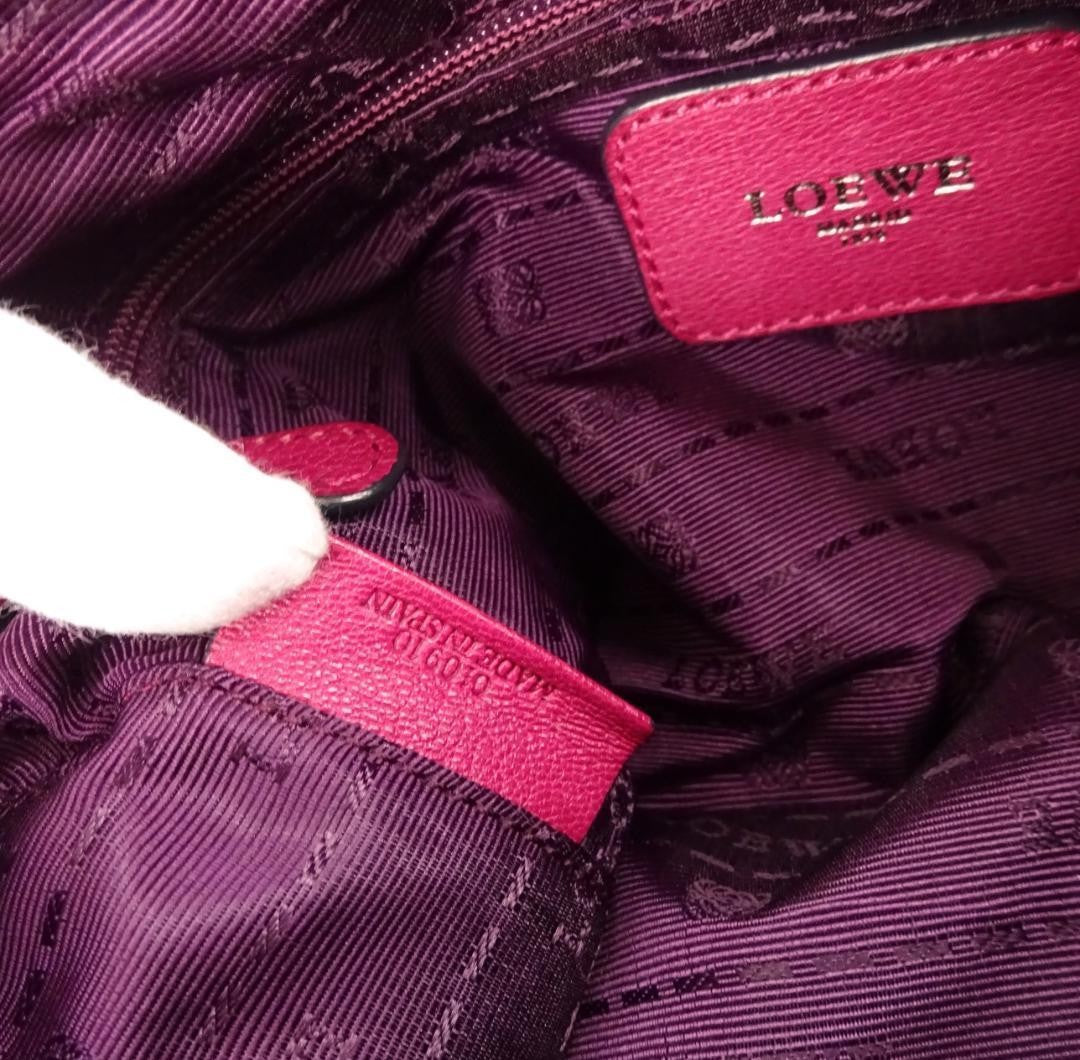 LOEWE Hand Shoulder Bag Tote Purse 2way Anagram Leather Pink Authentic