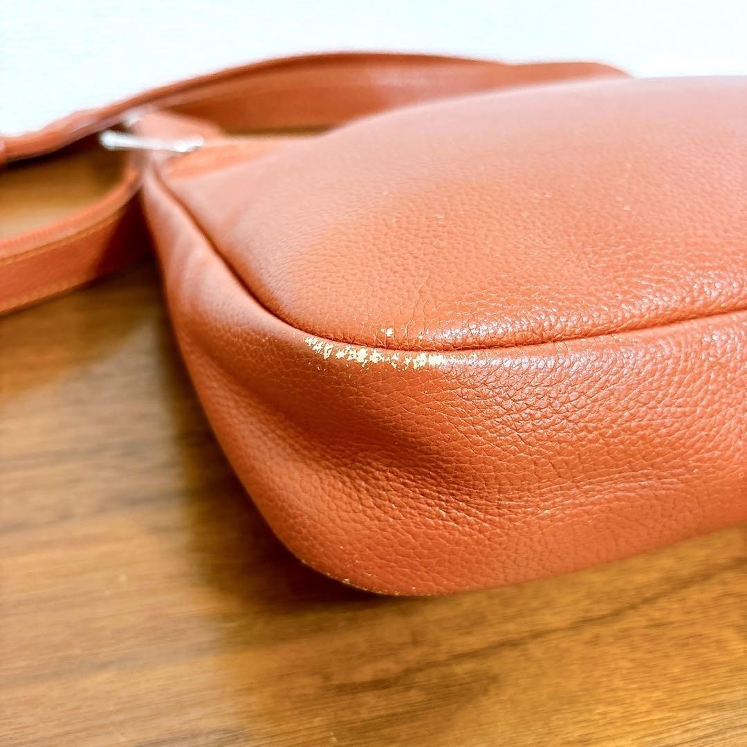 Longchamp Shoulder Bag Purse Leather Orange Authentic