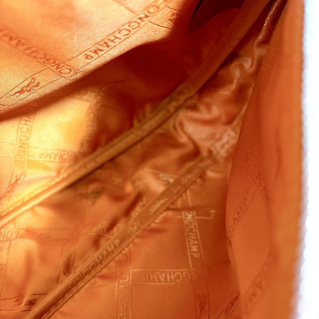 Longchamp Shoulder Bag Purse Leather Orange Authentic