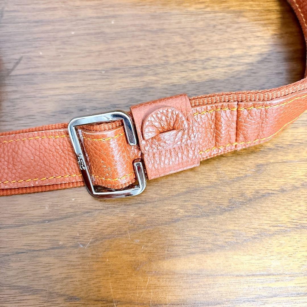 Longchamp Shoulder Bag Purse Leather Orange Authentic