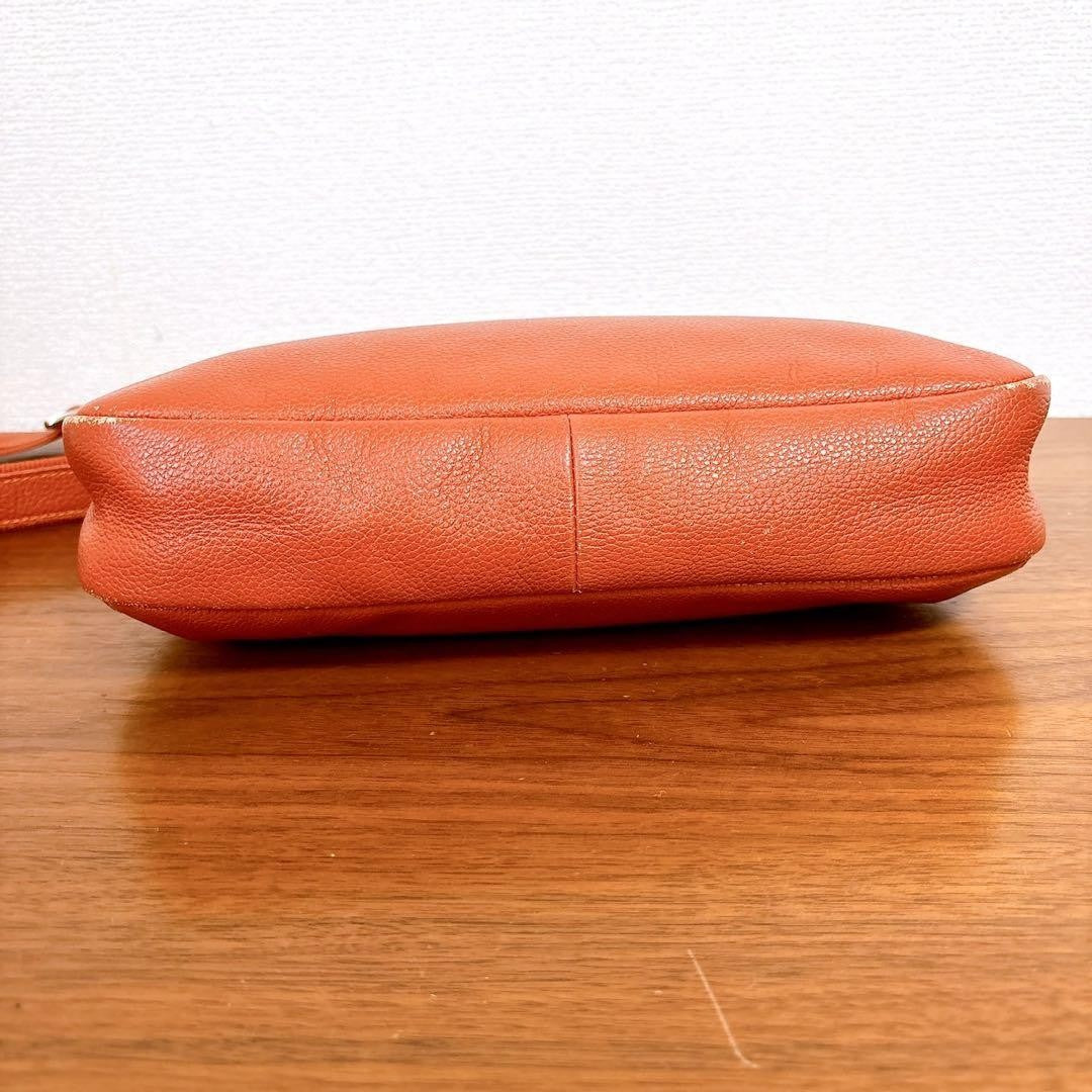 Longchamp Shoulder Bag Purse Leather Orange Authentic