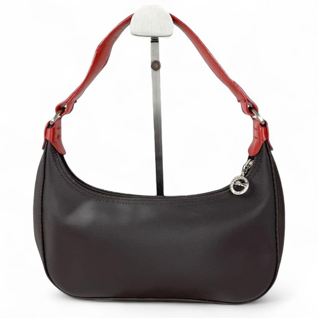 Longchamp Shoulder Bag Purse Accessory Pouch PVC Brown Authentic