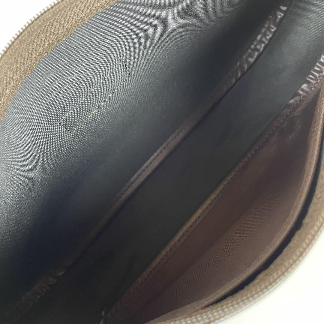 Longchamp Shoulder Bag Purse Accessory Pouch PVC Brown Authentic