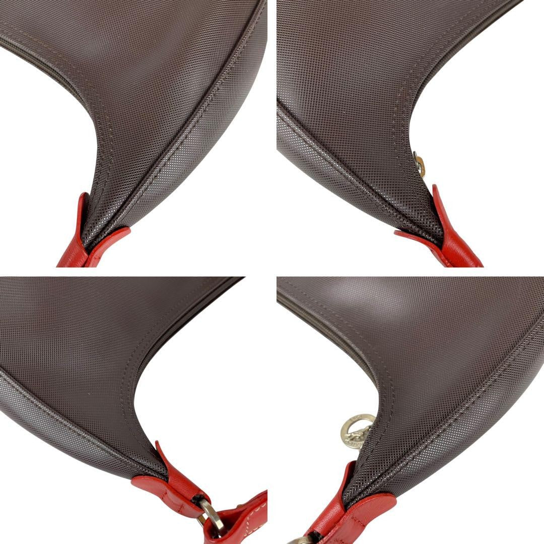 Longchamp Shoulder Bag Purse Accessory Pouch PVC Brown Authentic