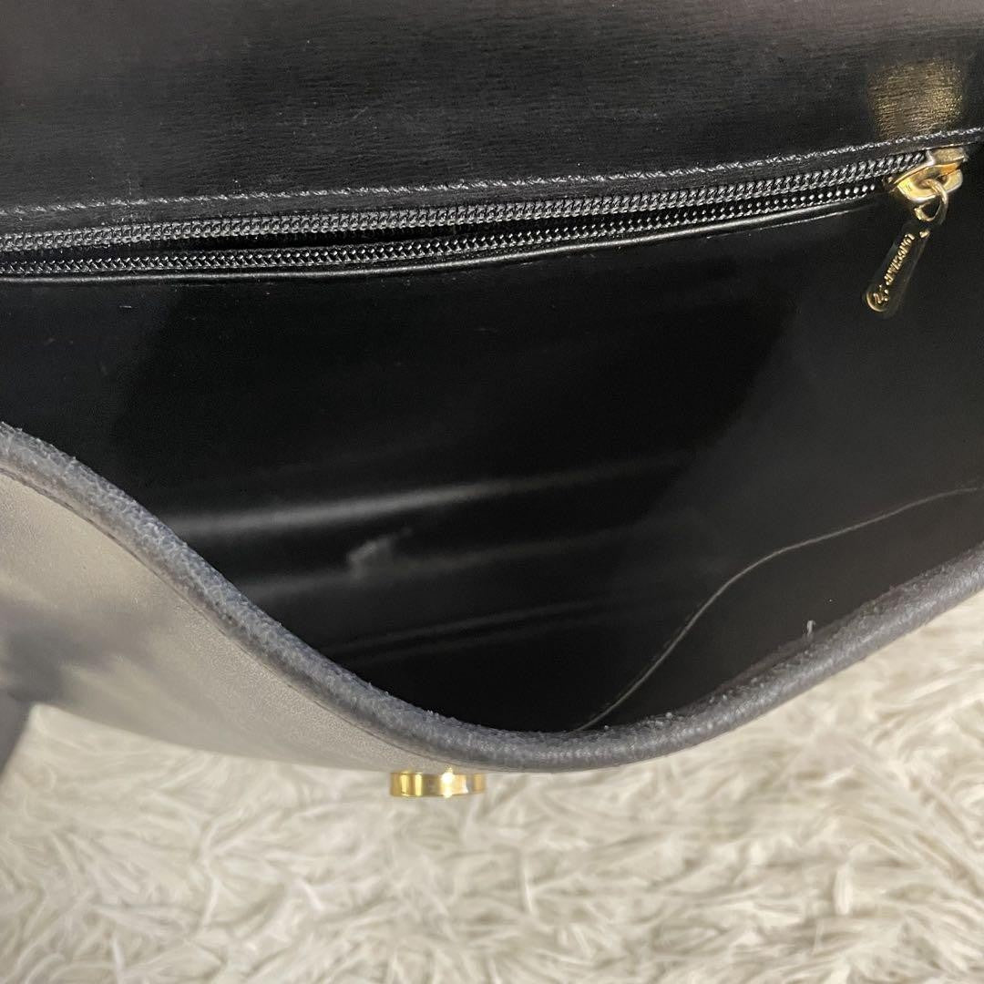 Longchamp Shoulder Bag Purse Black Leather Authentic