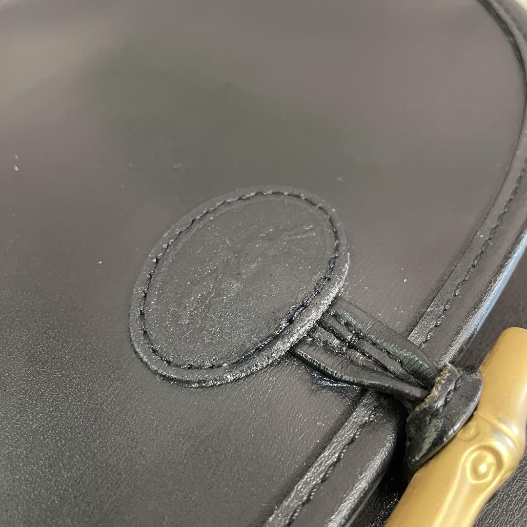 Longchamp Shoulder Bag Purse Black Leather Authentic