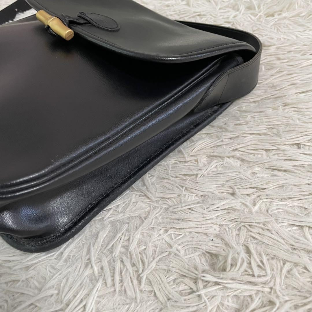 Longchamp Shoulder Bag Purse Black Leather Authentic