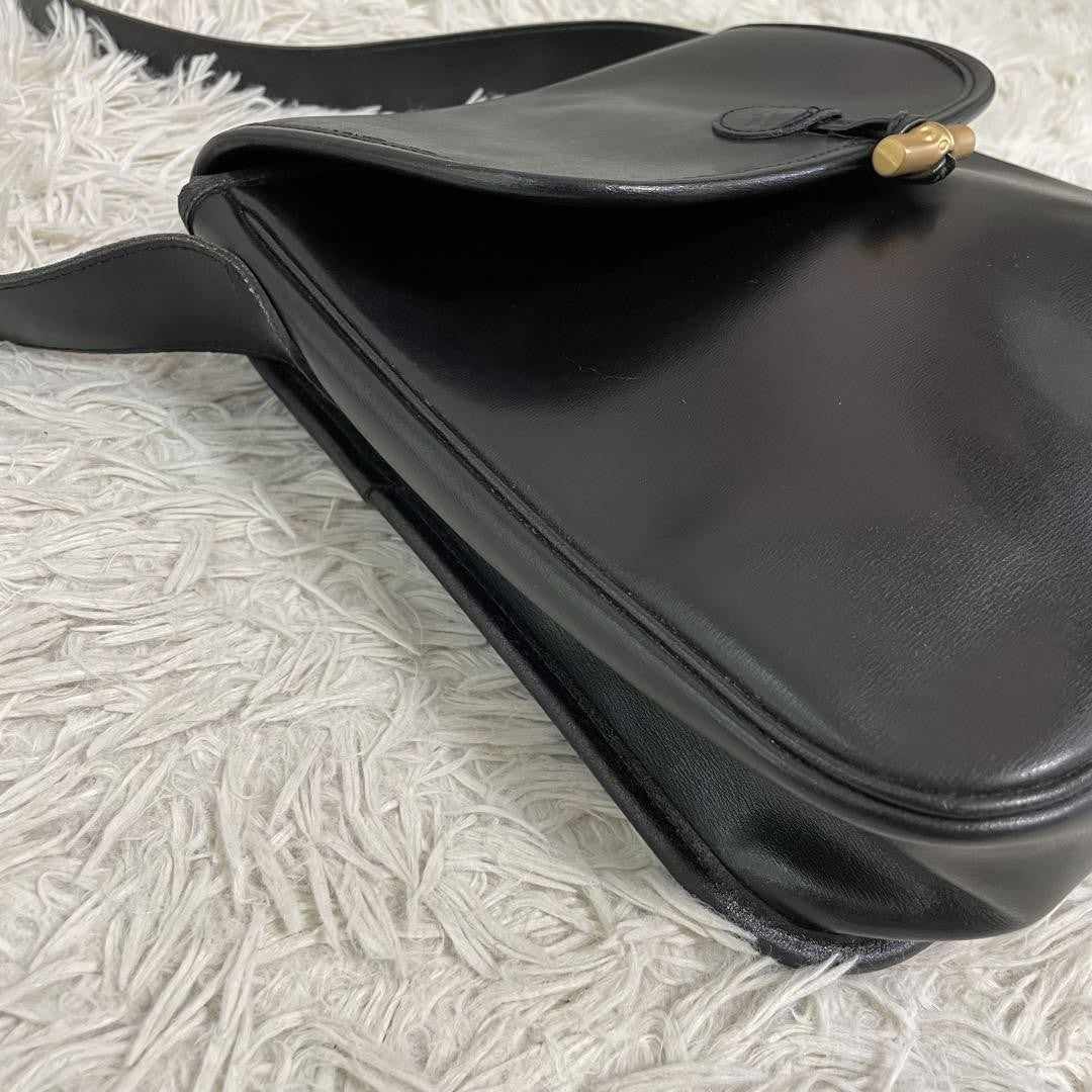 Longchamp Shoulder Bag Purse Black Leather Authentic