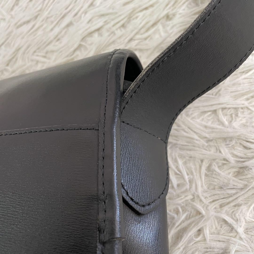 Longchamp Shoulder Bag Purse Black Leather Authentic