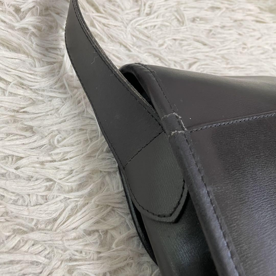 Longchamp Shoulder Bag Purse Black Leather Authentic