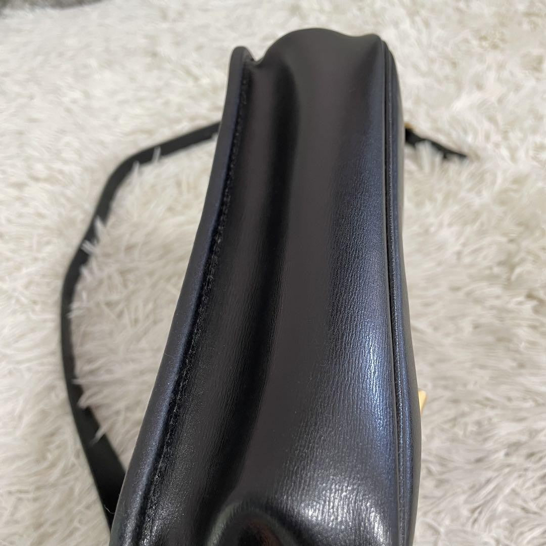 Longchamp Shoulder Bag Purse Black Leather Authentic