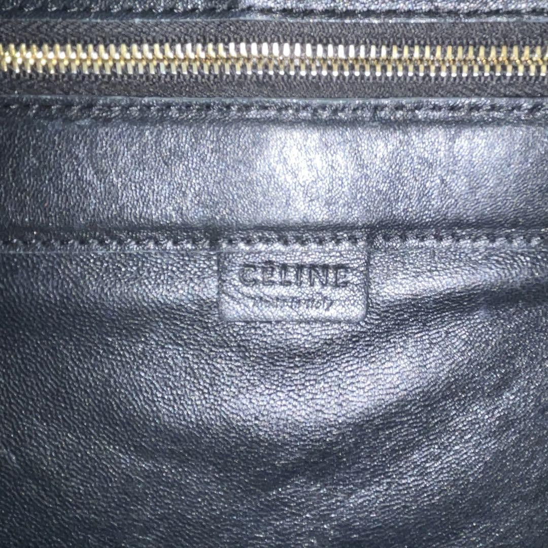 CELINE Hand Bag Tote Purse Business Bag Leather Brown Black Authentic