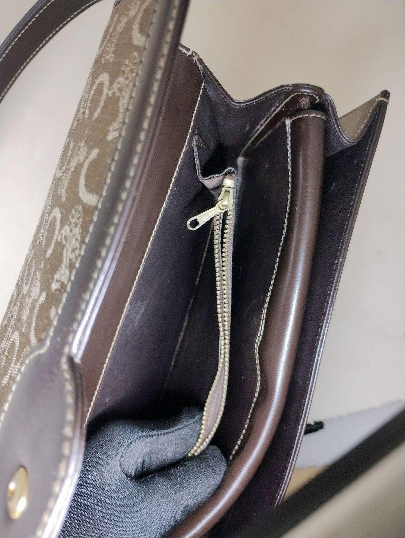 CELINE Shoulder Bag Purse C Macadam Horse carriage Canvas Authentic