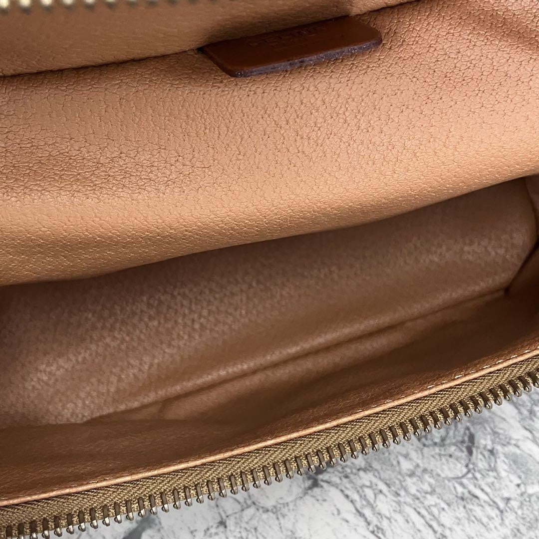 CELINE Vanity Bag Hand Bag Tote Purse Macadam Brown Authentic
