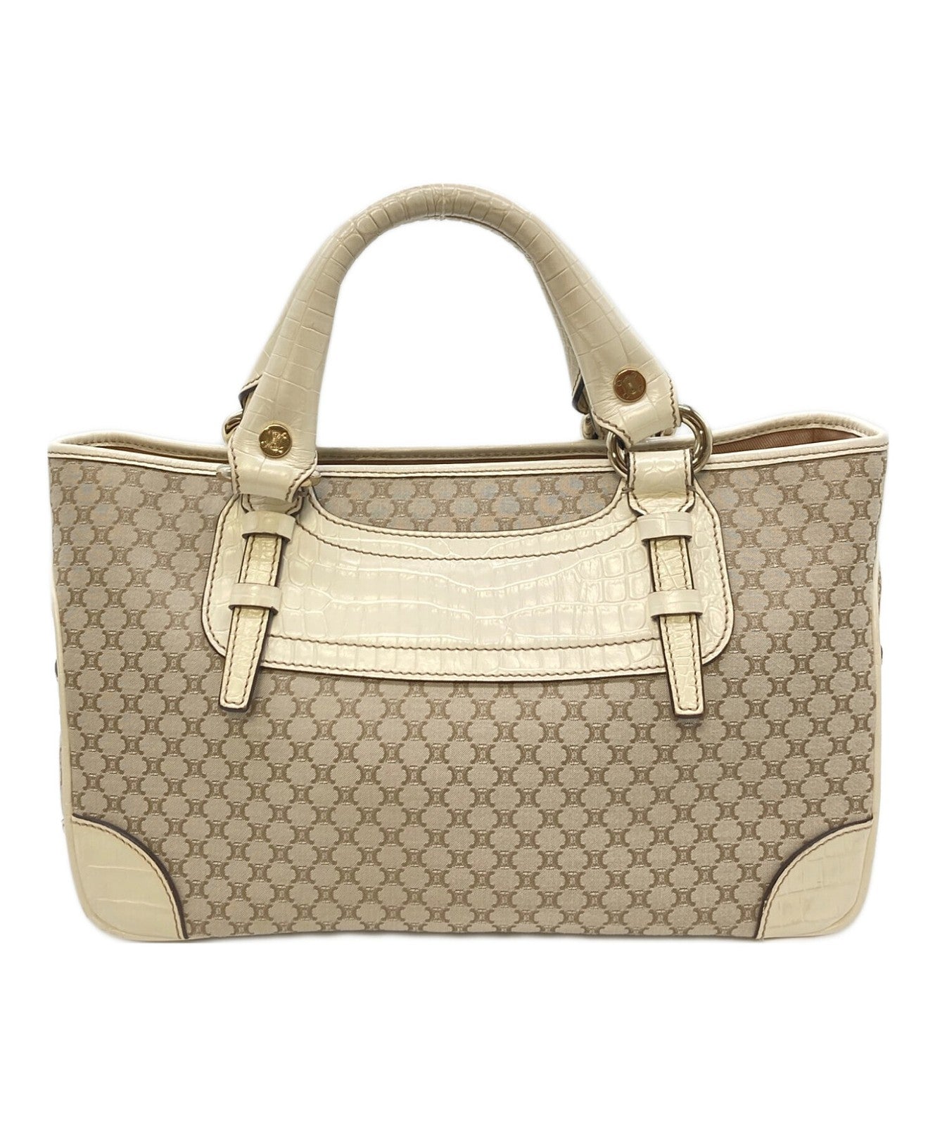 CELINE Hand Bag Tote Purse Macadam Boogie Beige Authentic