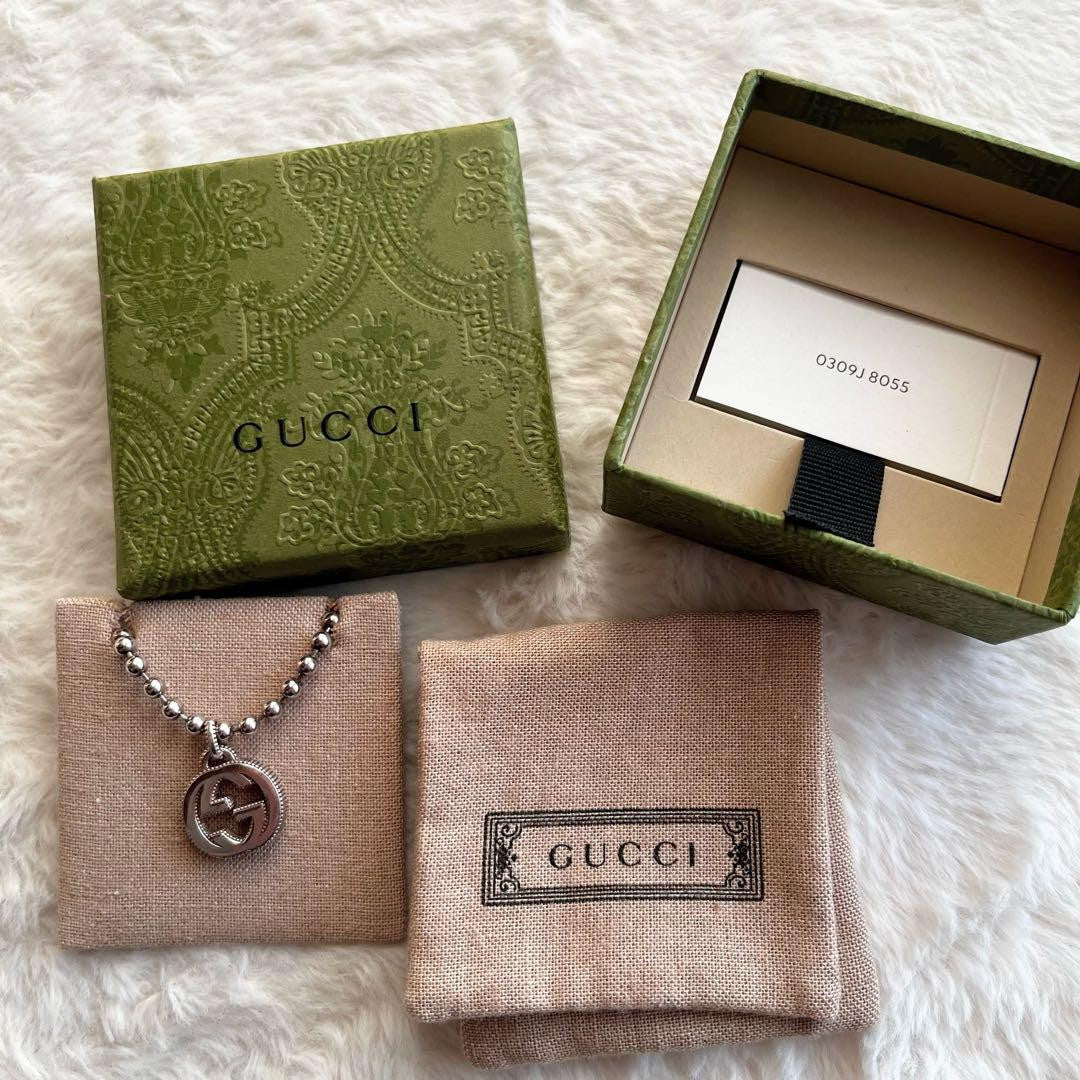 GUCCI Bracelet Bangle Interlocking GG Silver 925 Women Accessory Authentic