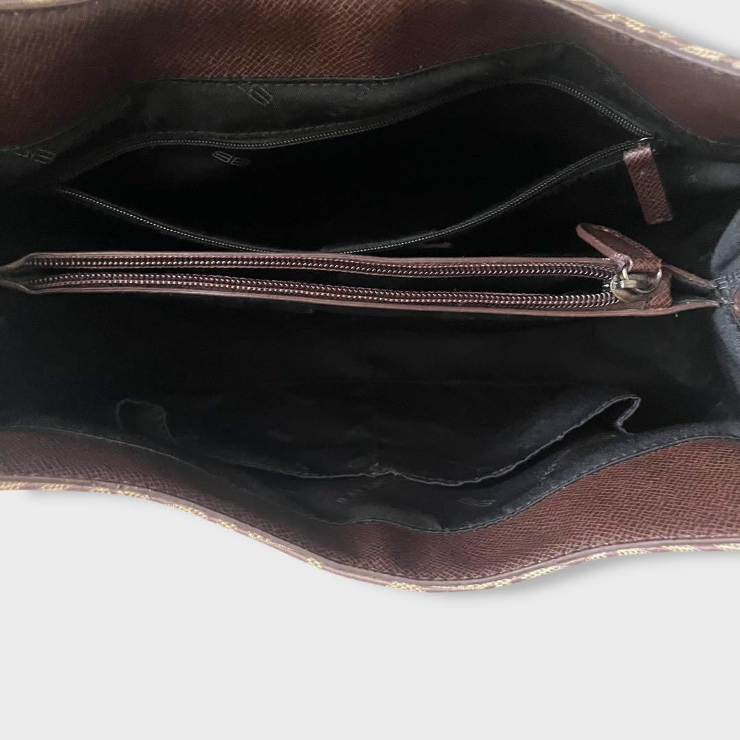 BALENCIAGA Hand Bag Tote Purse BB Canvas Leather Beige Brown Authentic