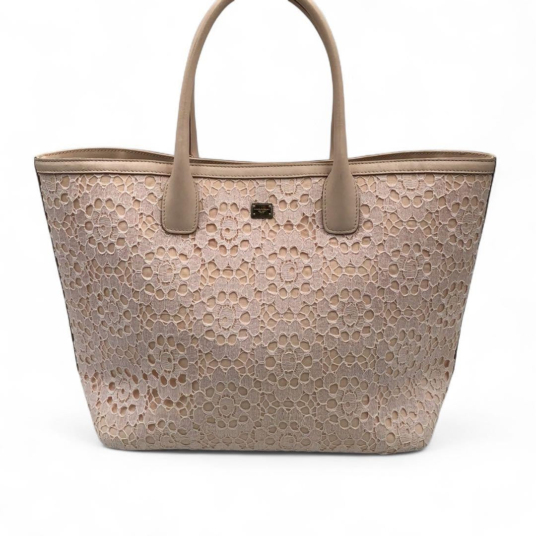 Dolce & Gabbana Hand Bag Tote Purse Lace Pink Authentic