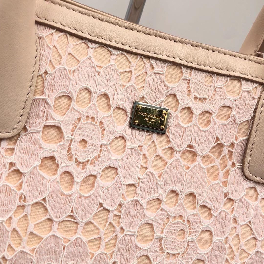 Dolce & Gabbana Hand Bag Tote Purse Lace Pink Authentic
