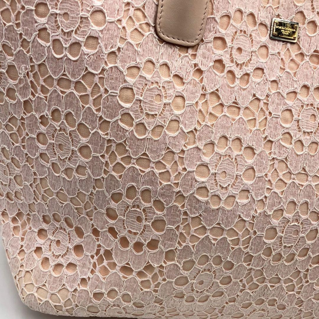 Dolce & Gabbana Hand Bag Tote Purse Lace Pink Authentic