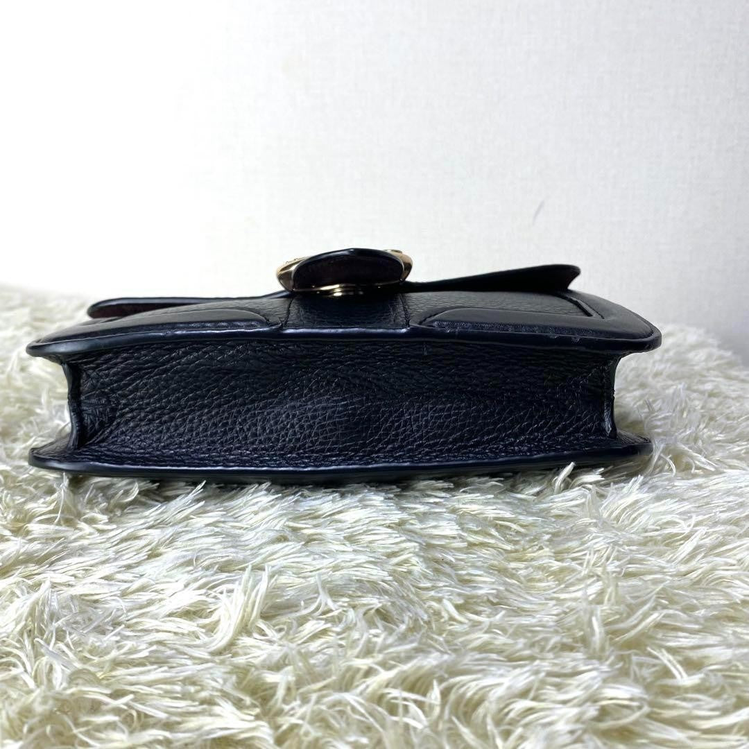 COACH Shoulder Bag Purse Chain Leather Black Authentic
