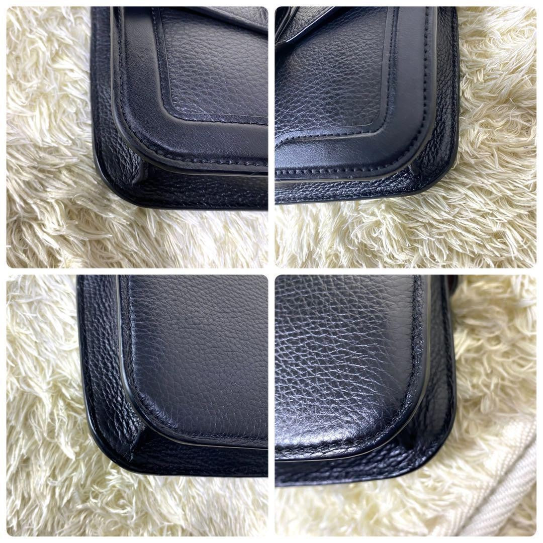 COACH Shoulder Bag Purse Chain Leather Black Authentic