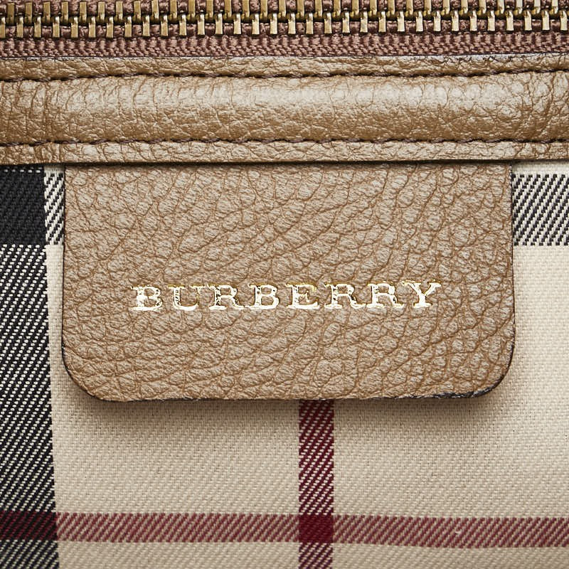BURBERRY Hand Bag Tote Purse Nova Check Leather Beige Authentic