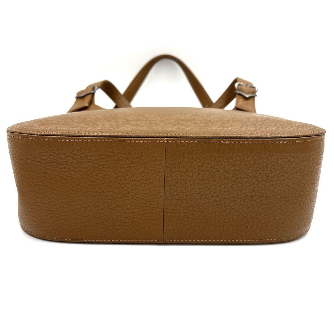 Saint Laurent Hand Bag Tote Purse Logo Leather Camel Authentic
