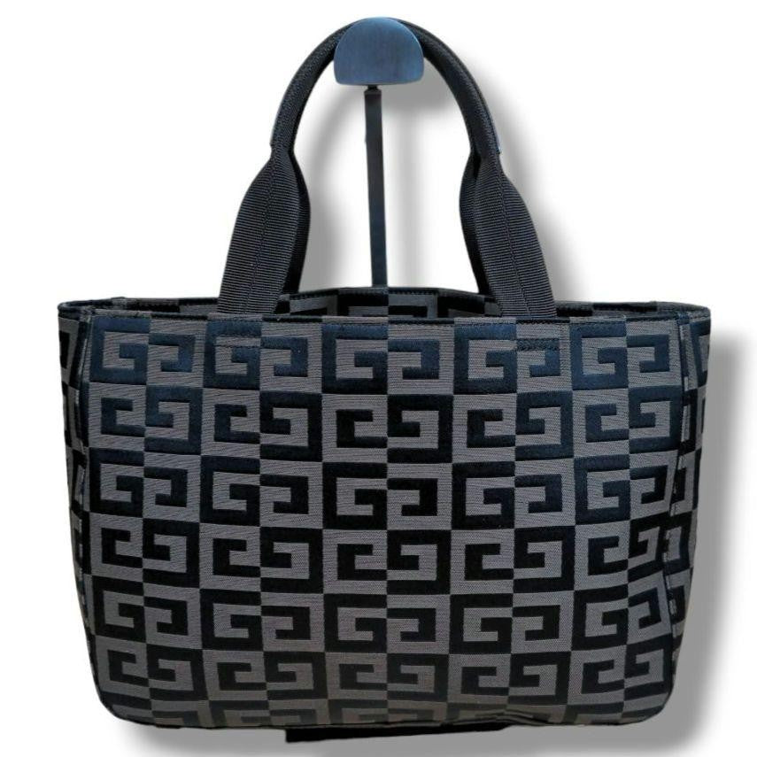 GIVENCHY Hand Bag Tote Purse Canvas Leather Brown Authentic