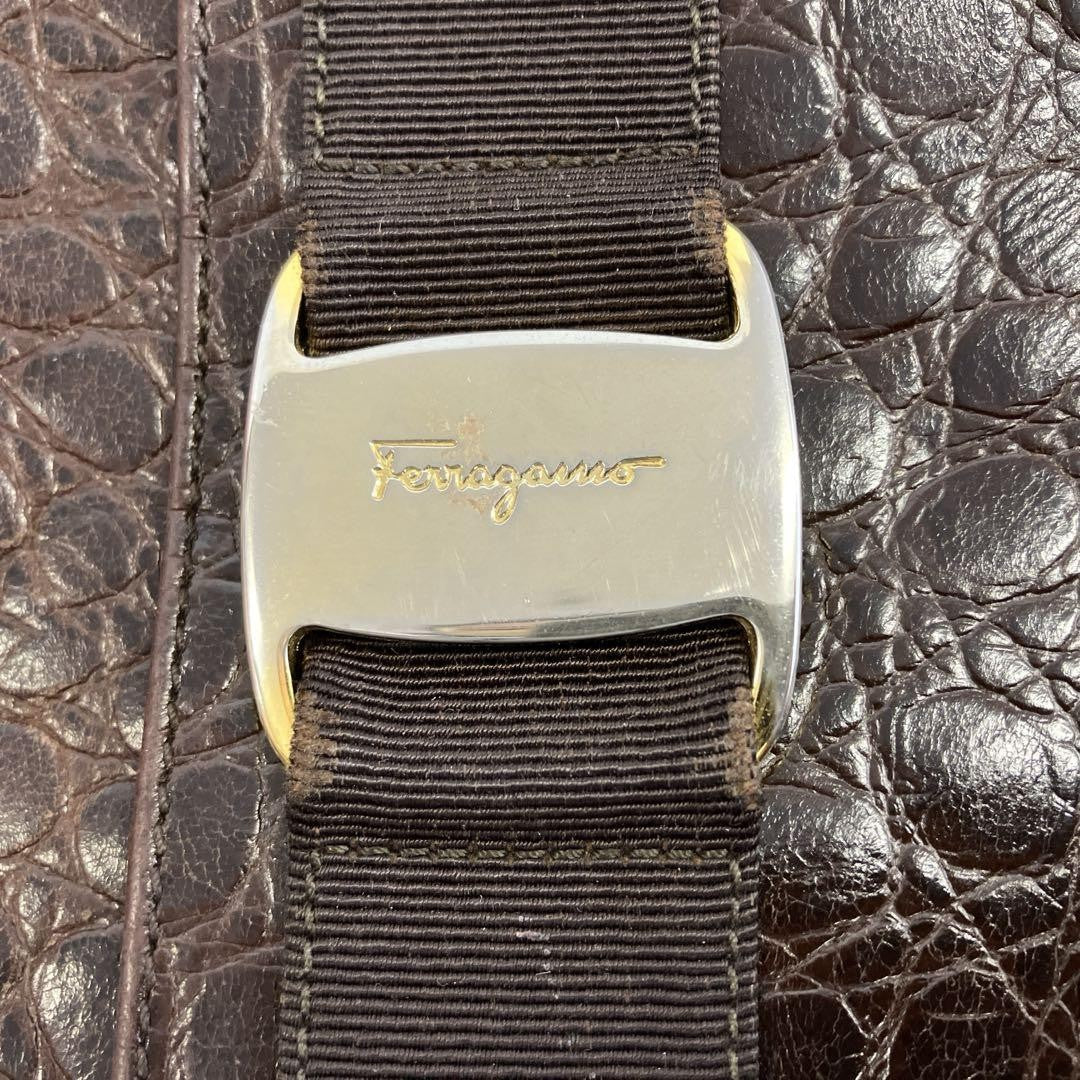 Salvatore Ferragamo VARA RIBBON Purse Shoulder bag Brown Used Women's Authentic