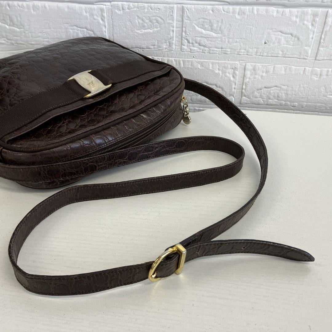 Salvatore Ferragamo VARA RIBBON Purse Shoulder bag Brown Used Women's Authentic