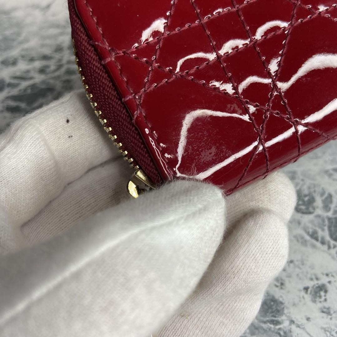 Christian Dior Coin Case Wallet Purse Compact Cannage Red Authentic