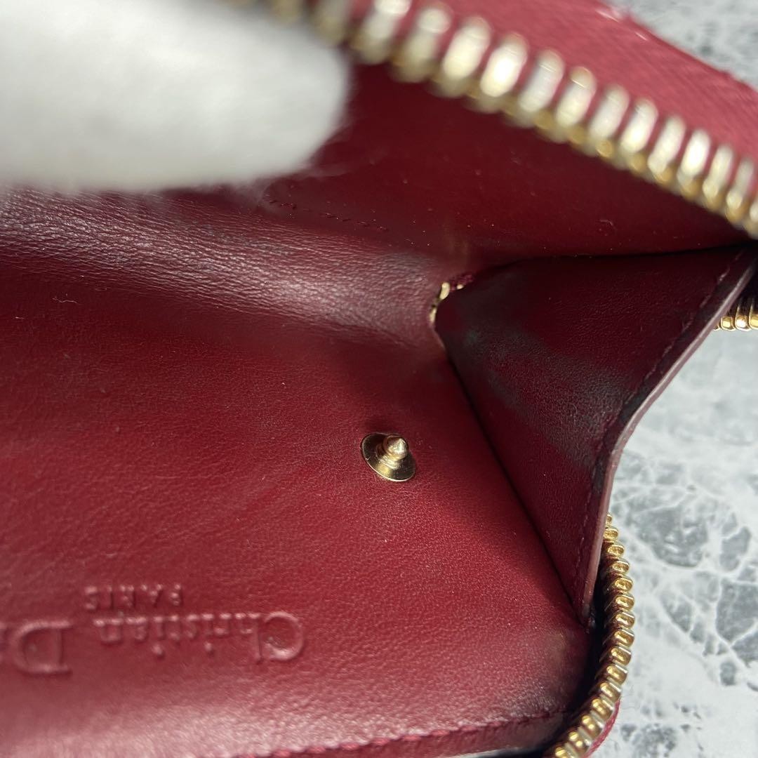 Christian Dior Coin Case Wallet Purse Compact Cannage Red Authentic