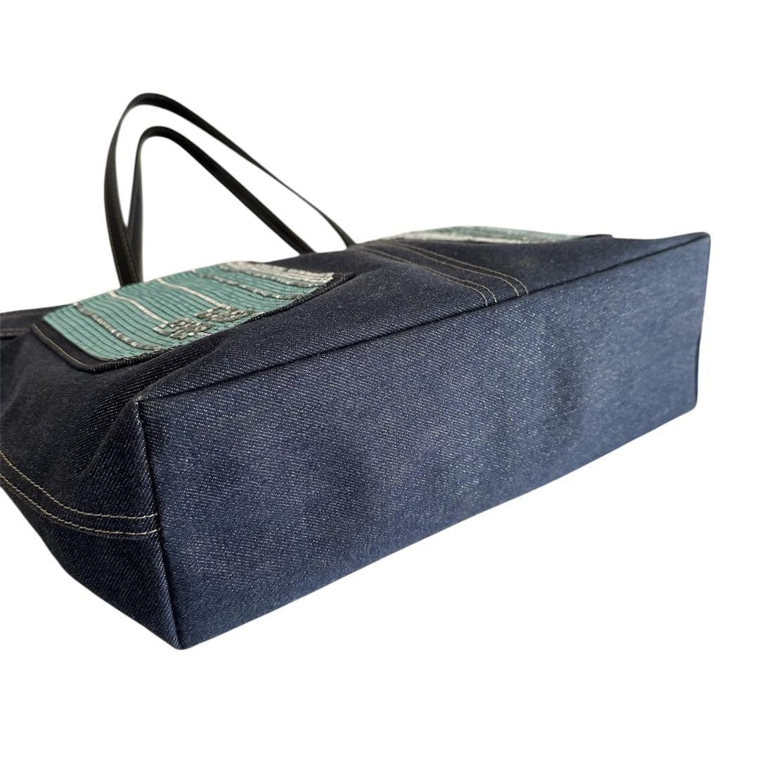 GIVENCHY Hand Bag Tote Purse 4G Denim Navy Authentic