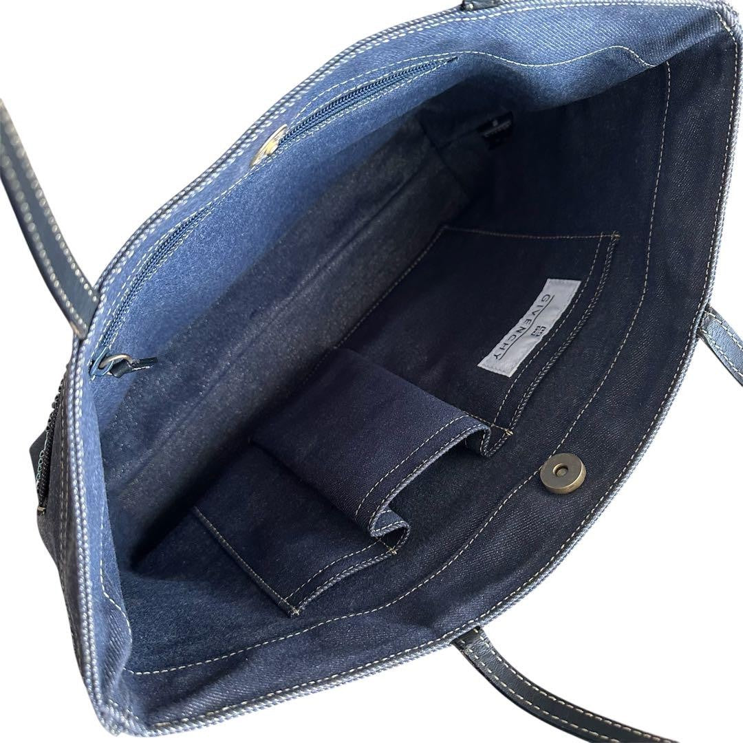 GIVENCHY Hand Bag Tote Purse 4G Denim Navy Authentic