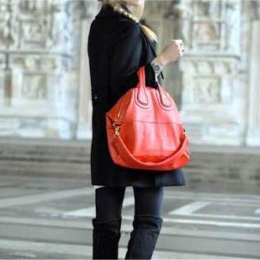 GIVENCHY Hand Shoulder Bag Tote Purse 2way Nightingale Leather Red Authentic