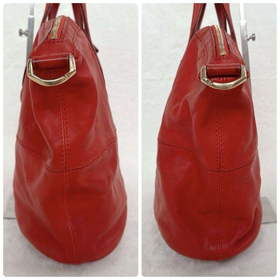 GIVENCHY Hand Shoulder Bag Tote Purse 2way Nightingale Leather Red Authentic
