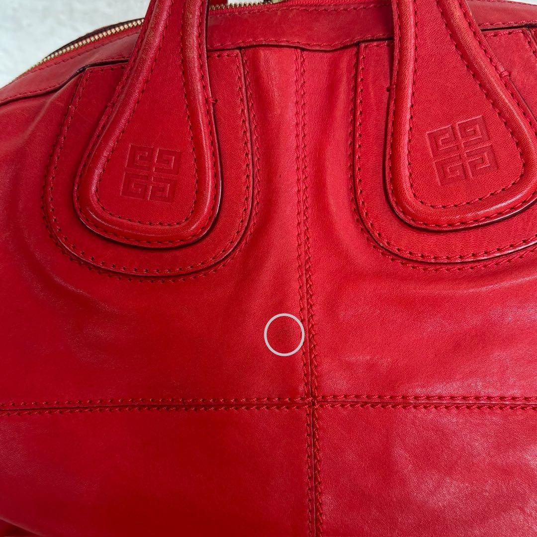 GIVENCHY Hand Shoulder Bag Tote Purse 2way Nightingale Leather Red Authentic