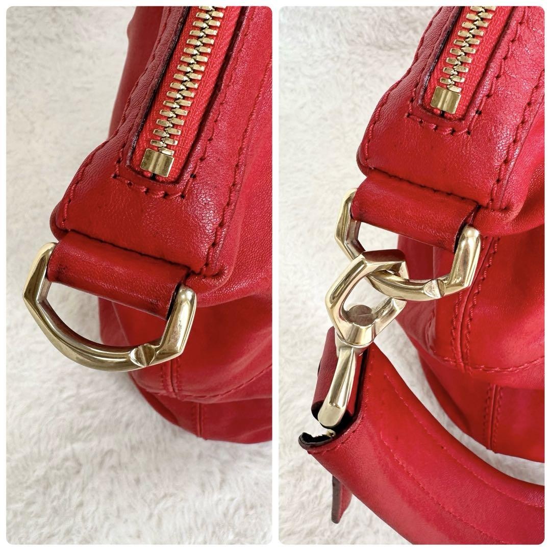 GIVENCHY Hand Shoulder Bag Tote Purse 2way Nightingale Leather Red Authentic