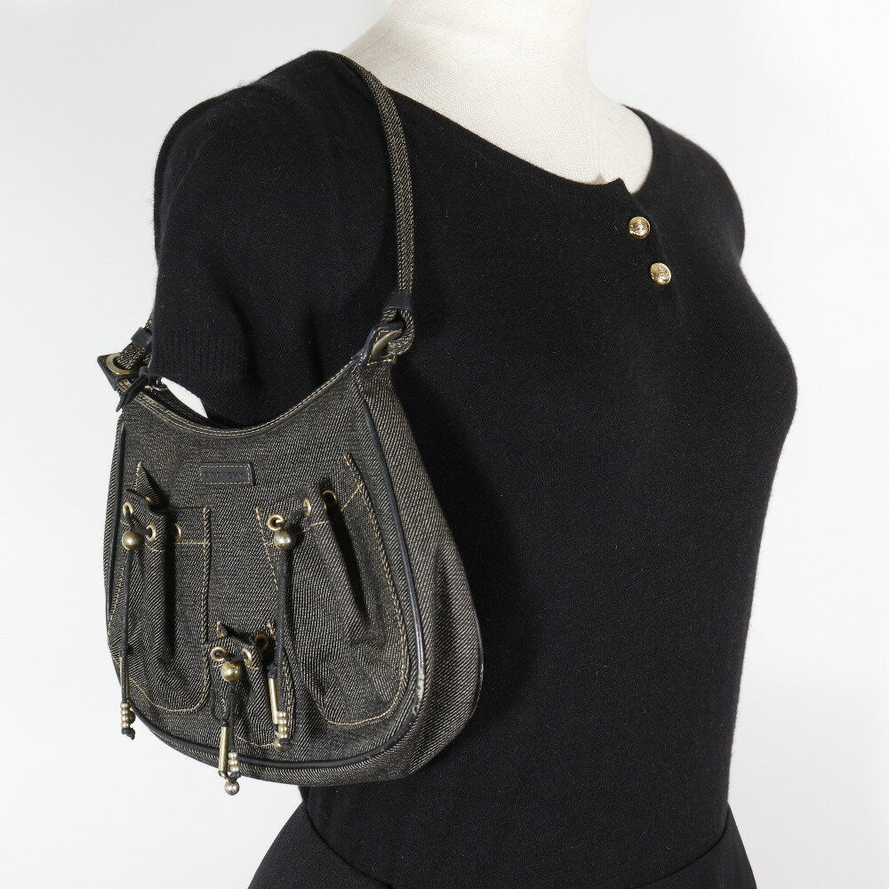GIVENCHY Accessory Pouch Shoulder Bag Purse Denim Navy Authentic