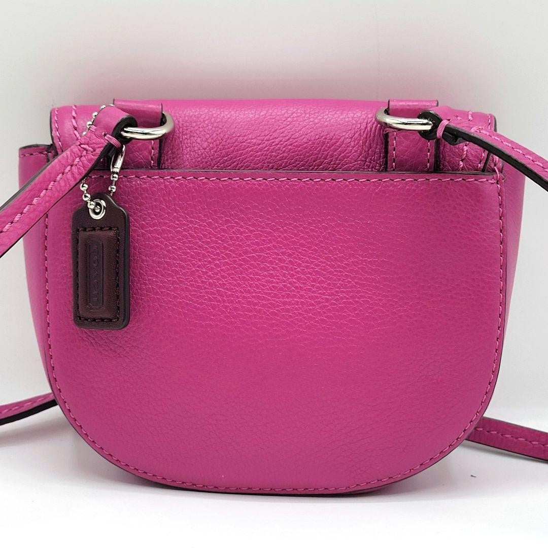 COACH Shoulder Bag Purse Turn Lock Leather Pink Authentic