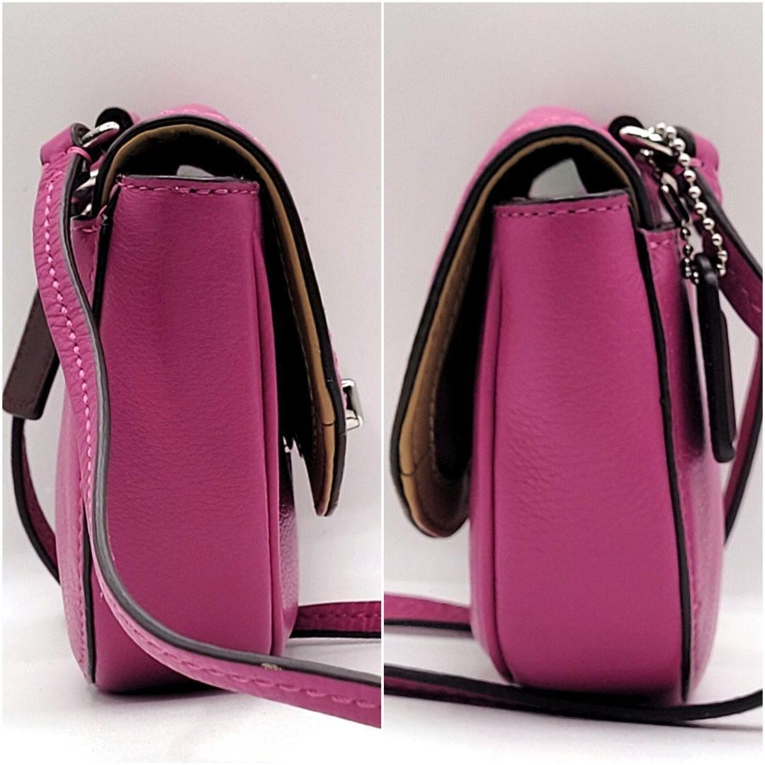 COACH Shoulder Bag Purse Turn Lock Leather Pink Authentic