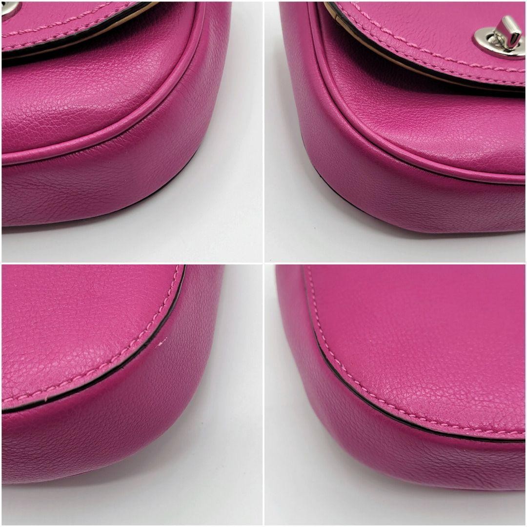 COACH Shoulder Bag Purse Turn Lock Leather Pink Authentic