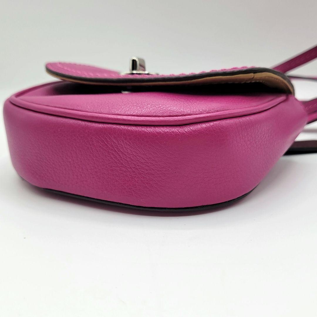 COACH Shoulder Bag Purse Turn Lock Leather Pink Authentic
