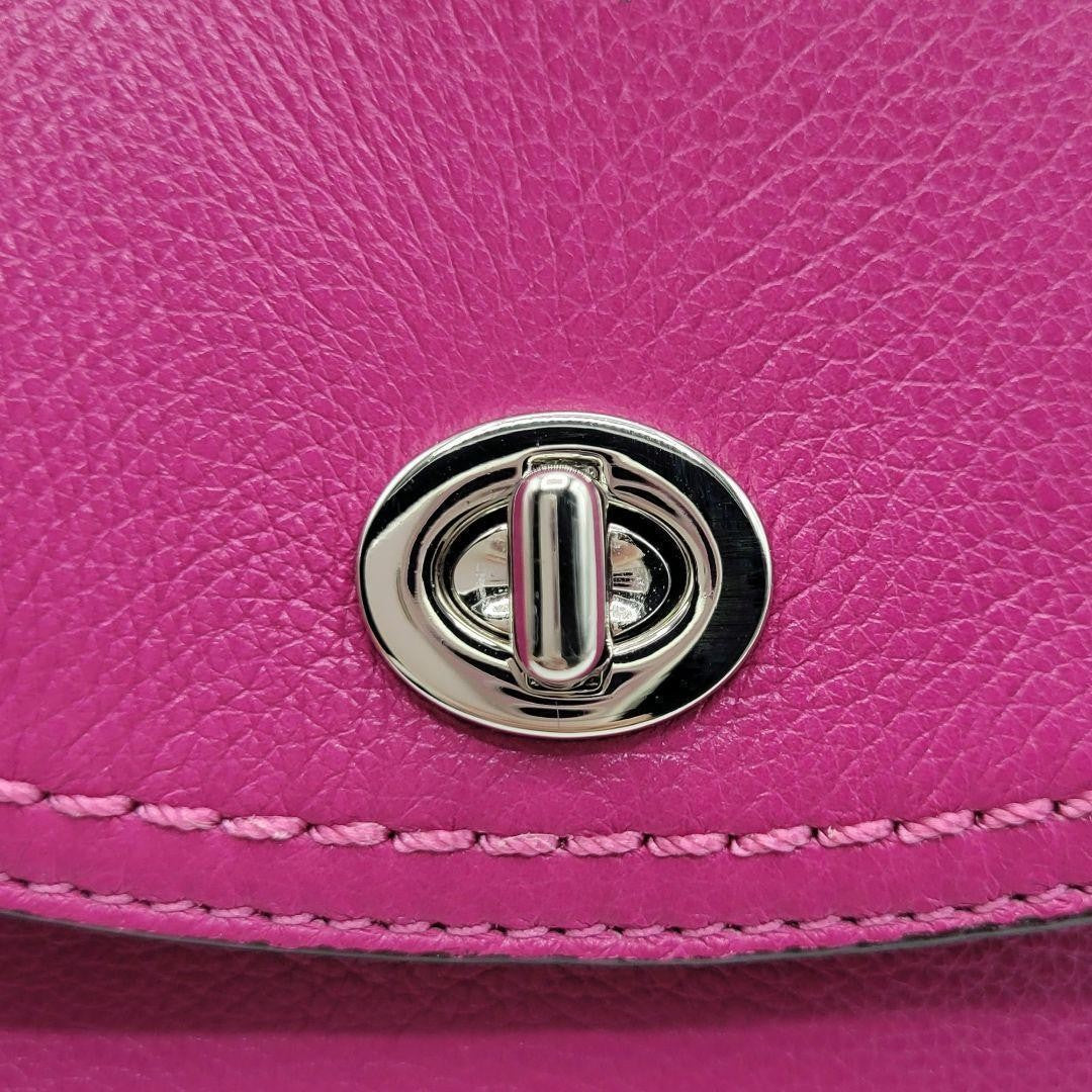 COACH Shoulder Bag Purse Turn Lock Leather Pink Authentic