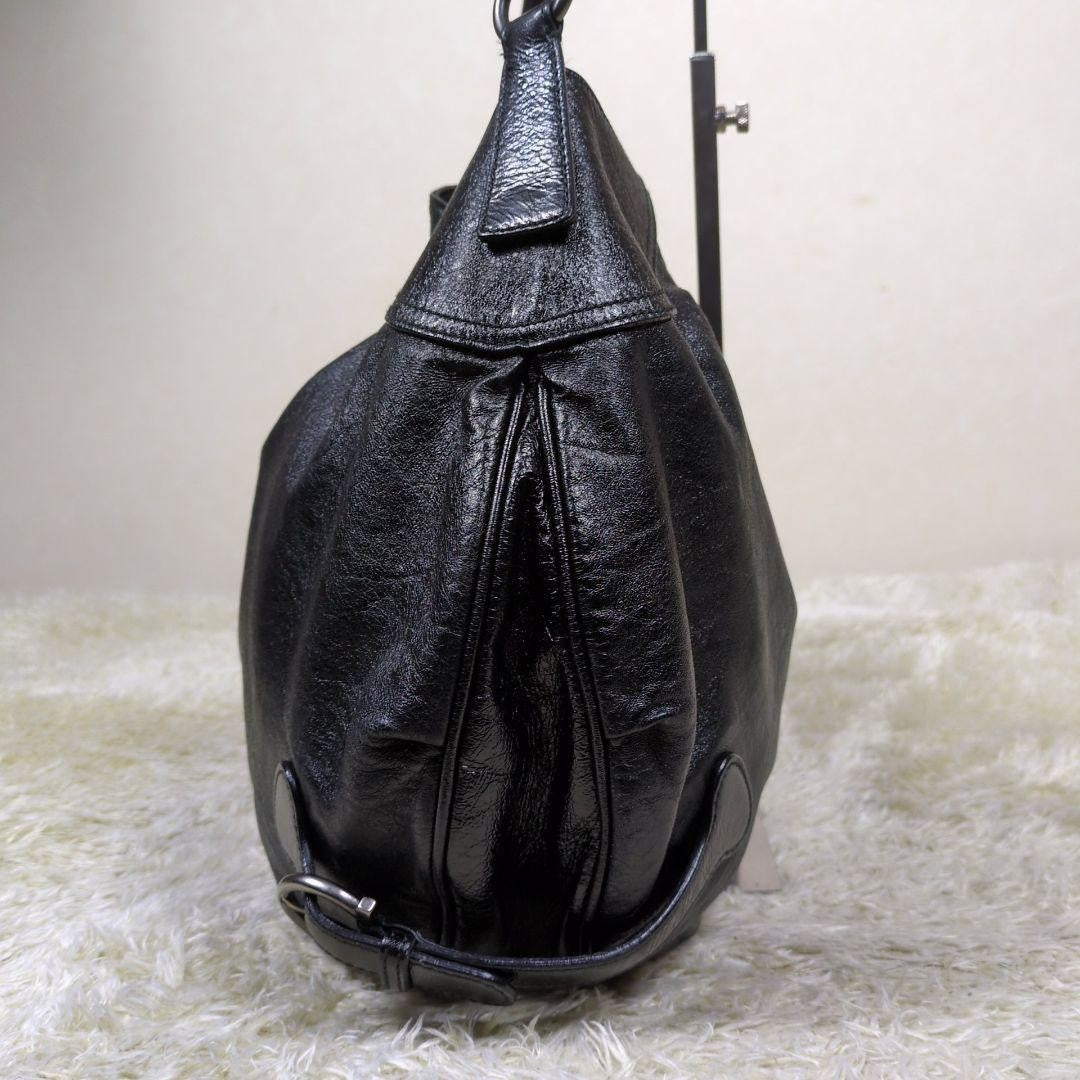 Salvatore Ferragamo Shoulder Bag Purse Gancini Black Leather Authentic