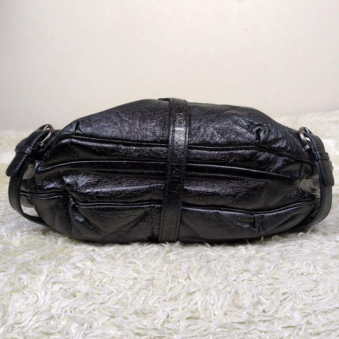 Salvatore Ferragamo Shoulder Bag Purse Gancini Black Leather Authentic